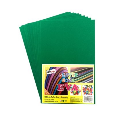 GOMA EVA OFFIONE VERDE 40X60 CM PAQUETE DE 10 UNIDADES
