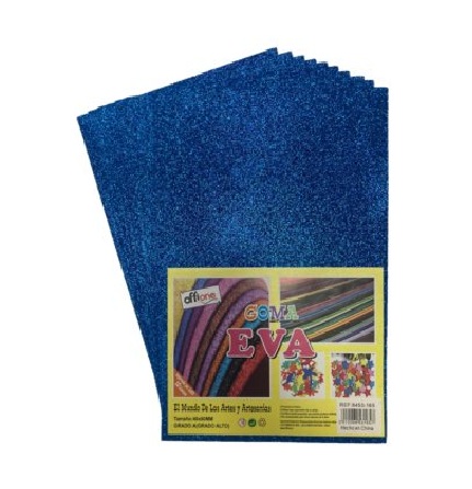 Goma Eva Offione Glitter Azul 40X60 Cm Paquete de 10 Unidades