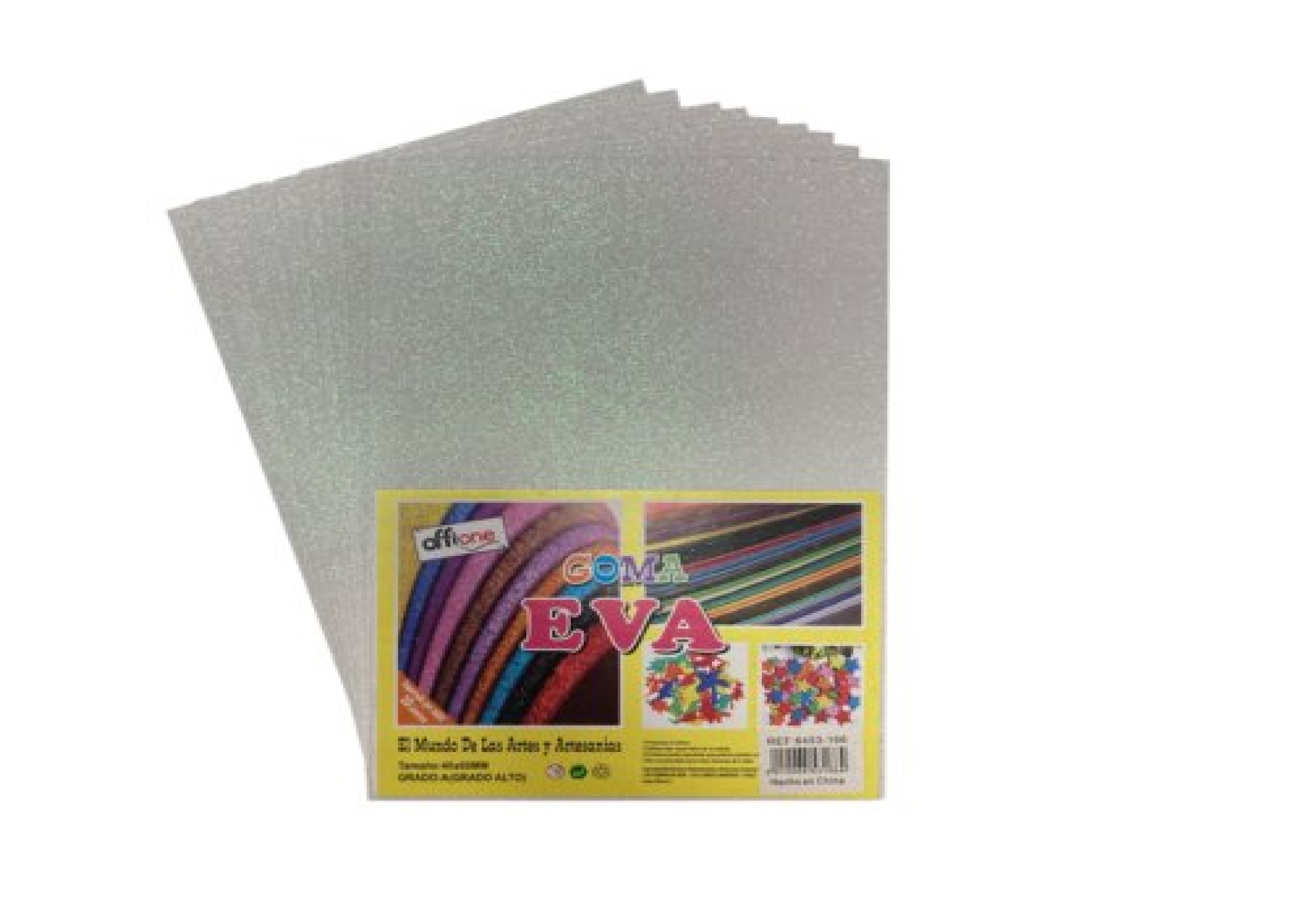 Goma Eva Offione Glitter Blanco 40X60 Cm Paquete de 10 Unidades