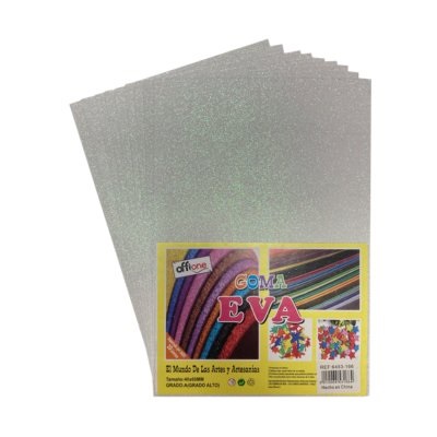 GOMA EVA OFFIONE GLITTER BLANCO 40X60 CM X UN