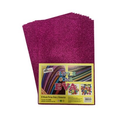GOMA EVA OFFIONE GLITTER FUCSIA 40X60 CM X UN