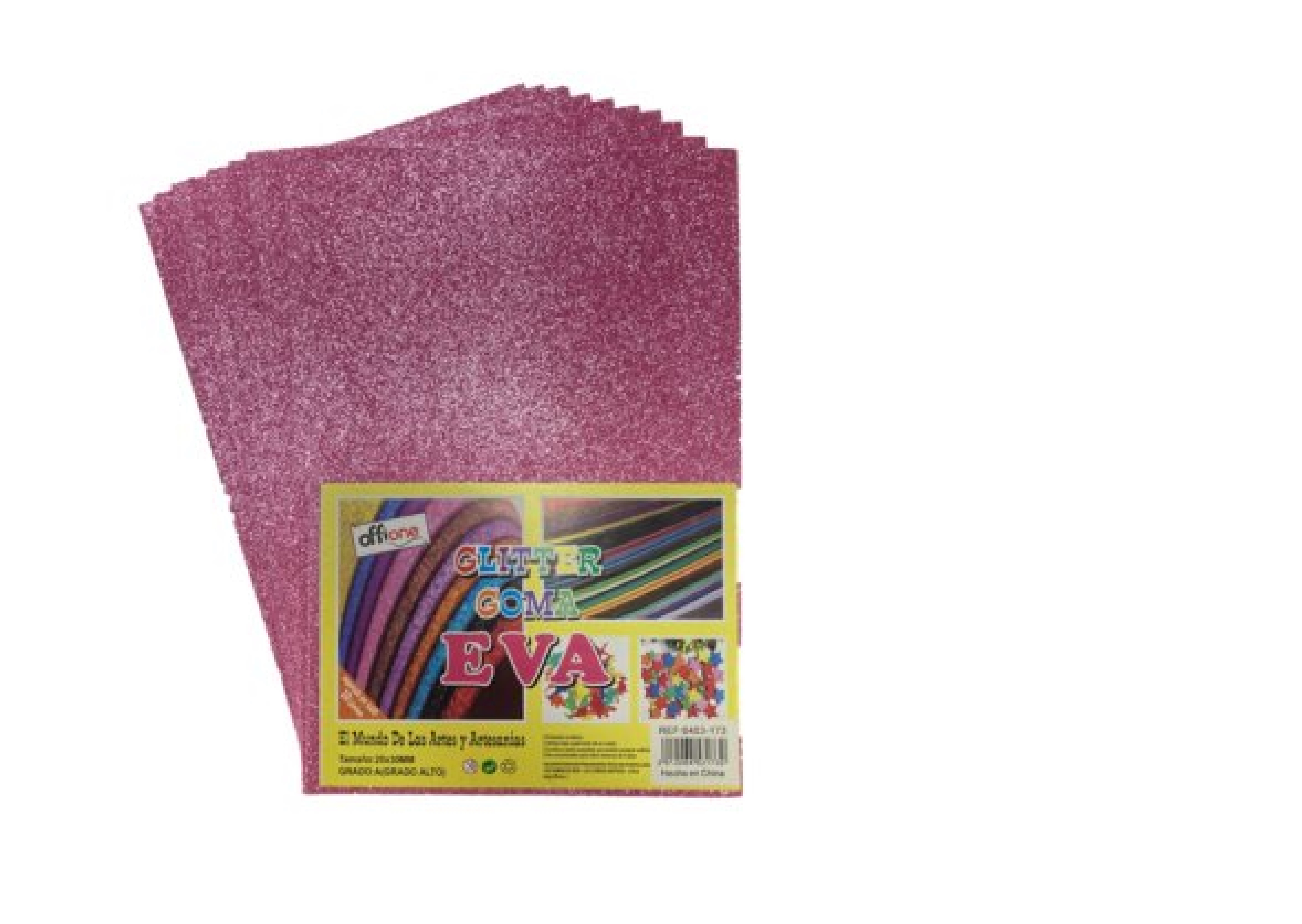 Goma Eva Offione Glitter Rosado 40X60 Cm Paquete de 10 Unidades