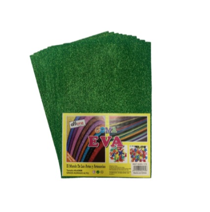 Goma Eva Offione Glitter Verde 40X60 Cm Paquete de 10 Unidades