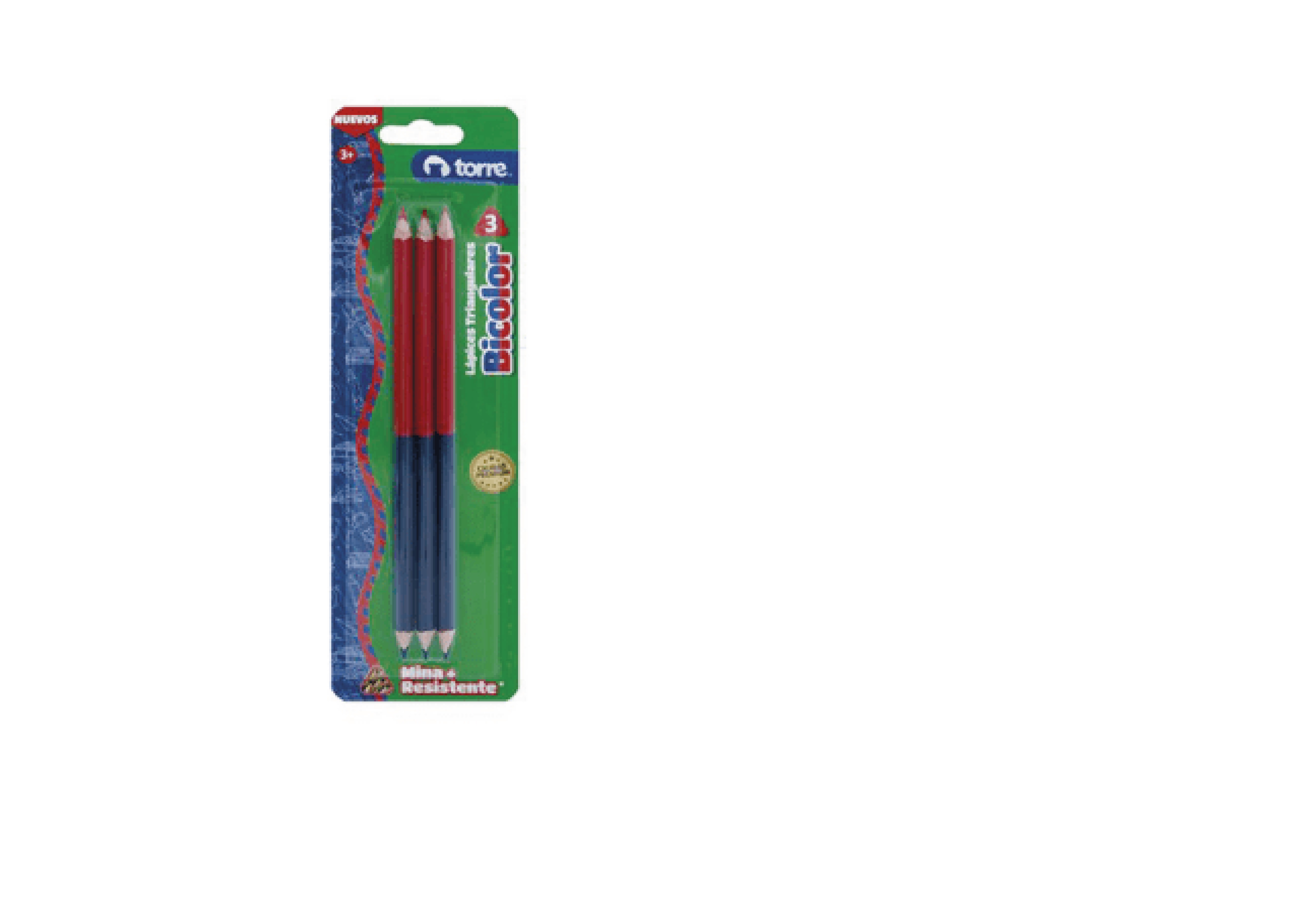 LAPIZ BICOLOR TORRE TRIANGULAR (AZUL Y ROJO)PRECIO X 1 UNIDAD