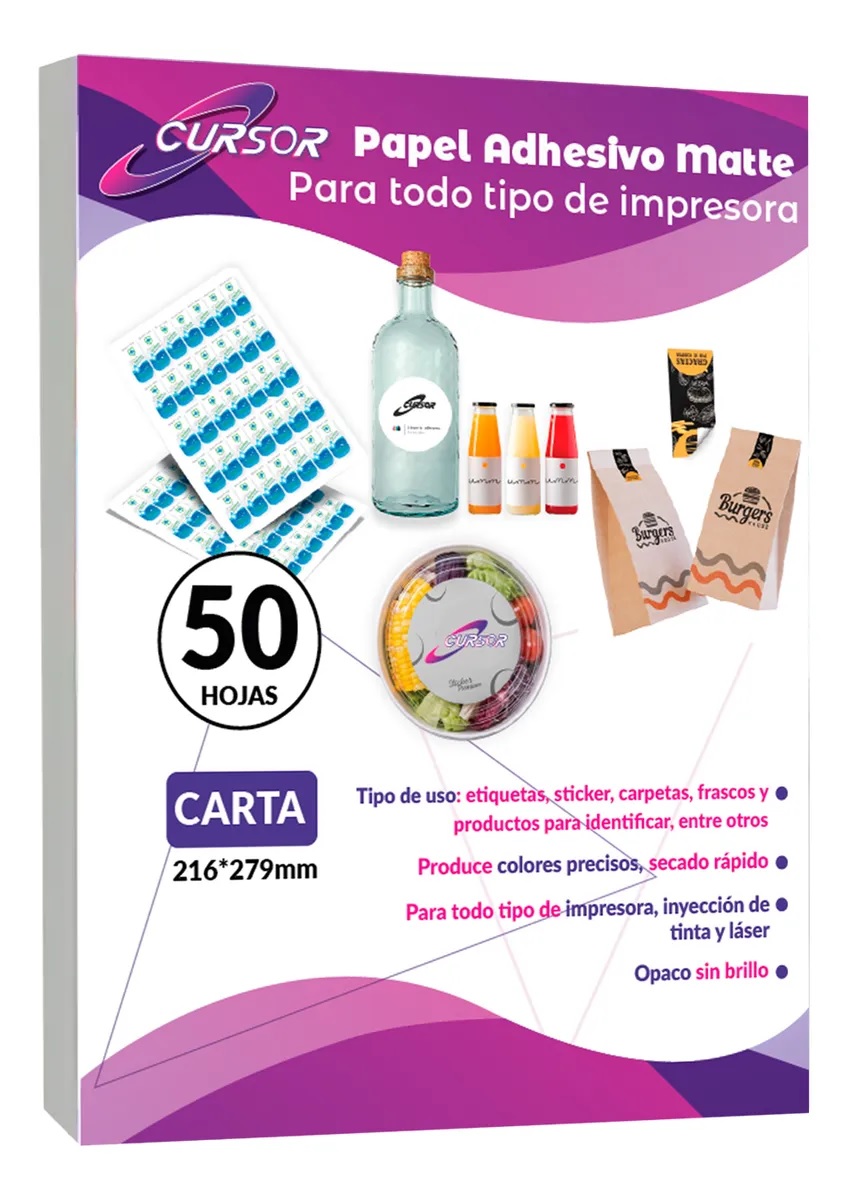 PAPEL AUTOADHESIVO TODO TIPO DE IMPRESORA CARTA 50 HOJAS