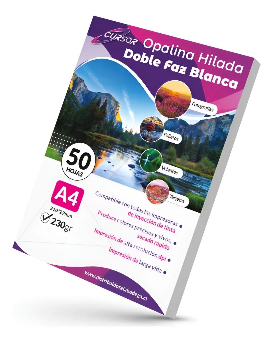PAPEL OPALINA TEXTURA BRILLANTE DOBLE FAZ HILADA 230G 50H BLANCA