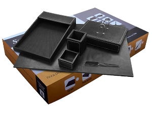 SET ESCRITORIO CUERO 6 PIEZAS NEGRO CLASICA