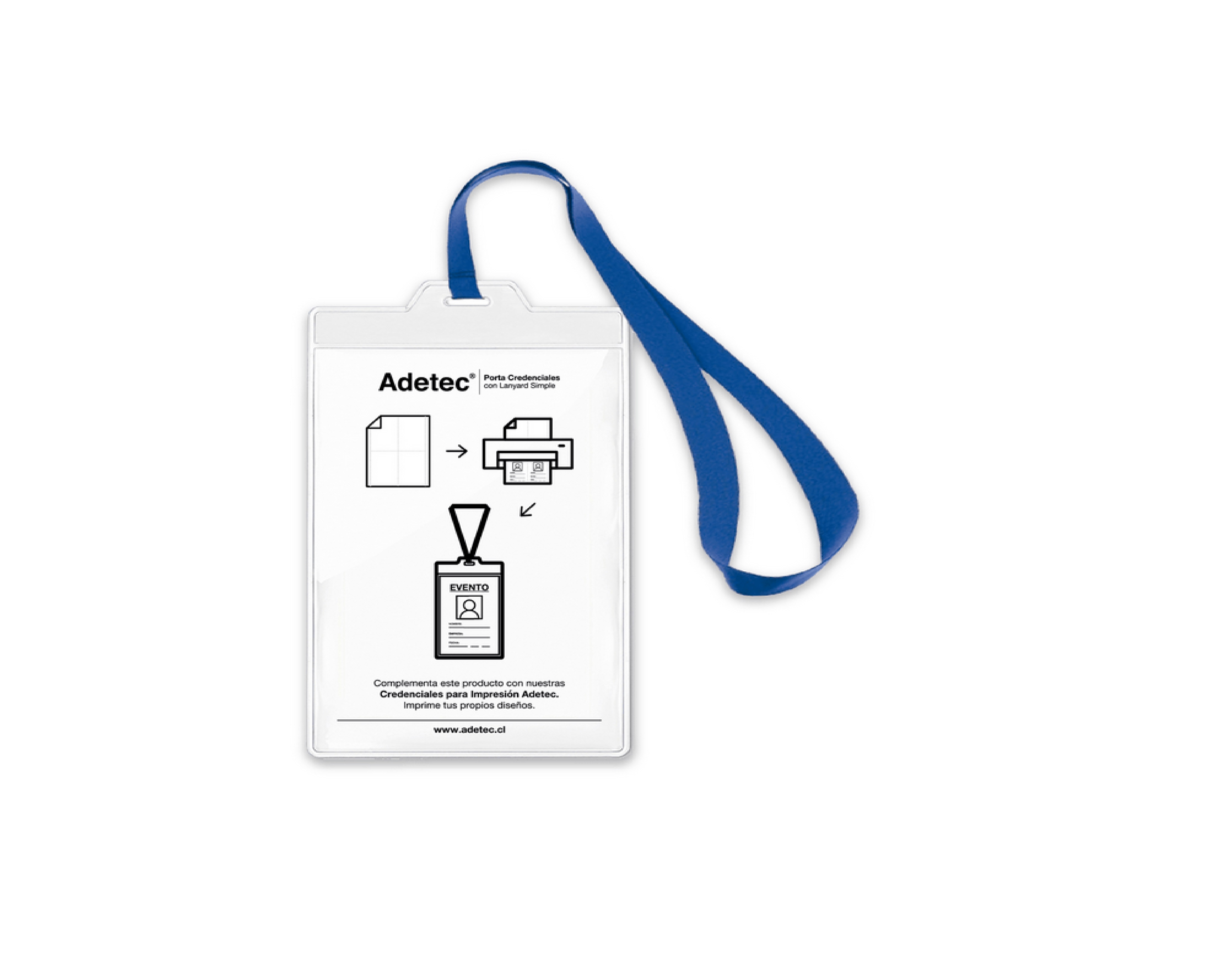 PORTACREDENCIAL ADETEC CON LANYARD VERTICAL TRANSPARENTE