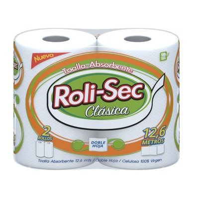 Toalla de Papel Roli-Sec 2 Rollos 12.6 m Doble Hoja
