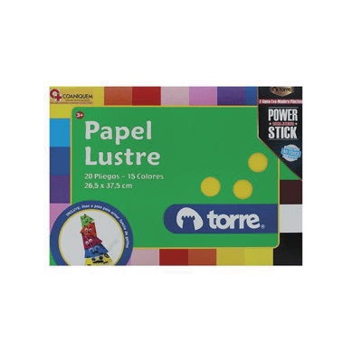 Papel Lustre Torre Carpeta Arte 26.5X37.5 cm Surtidos 20 Hojas
