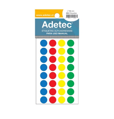 Etiqueta Autoadhesiva Adetec Circular 1.5 cm Surtido