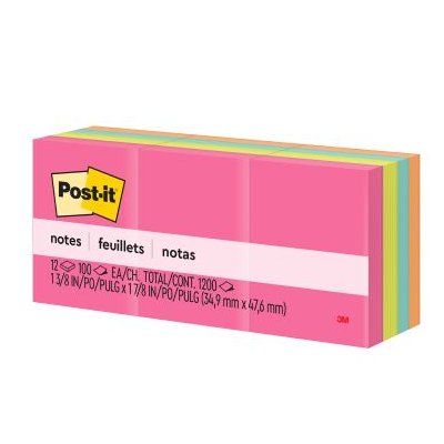 Notas Adhesivas 3M Post-It Chico Neón 12Bx 58X38 mm