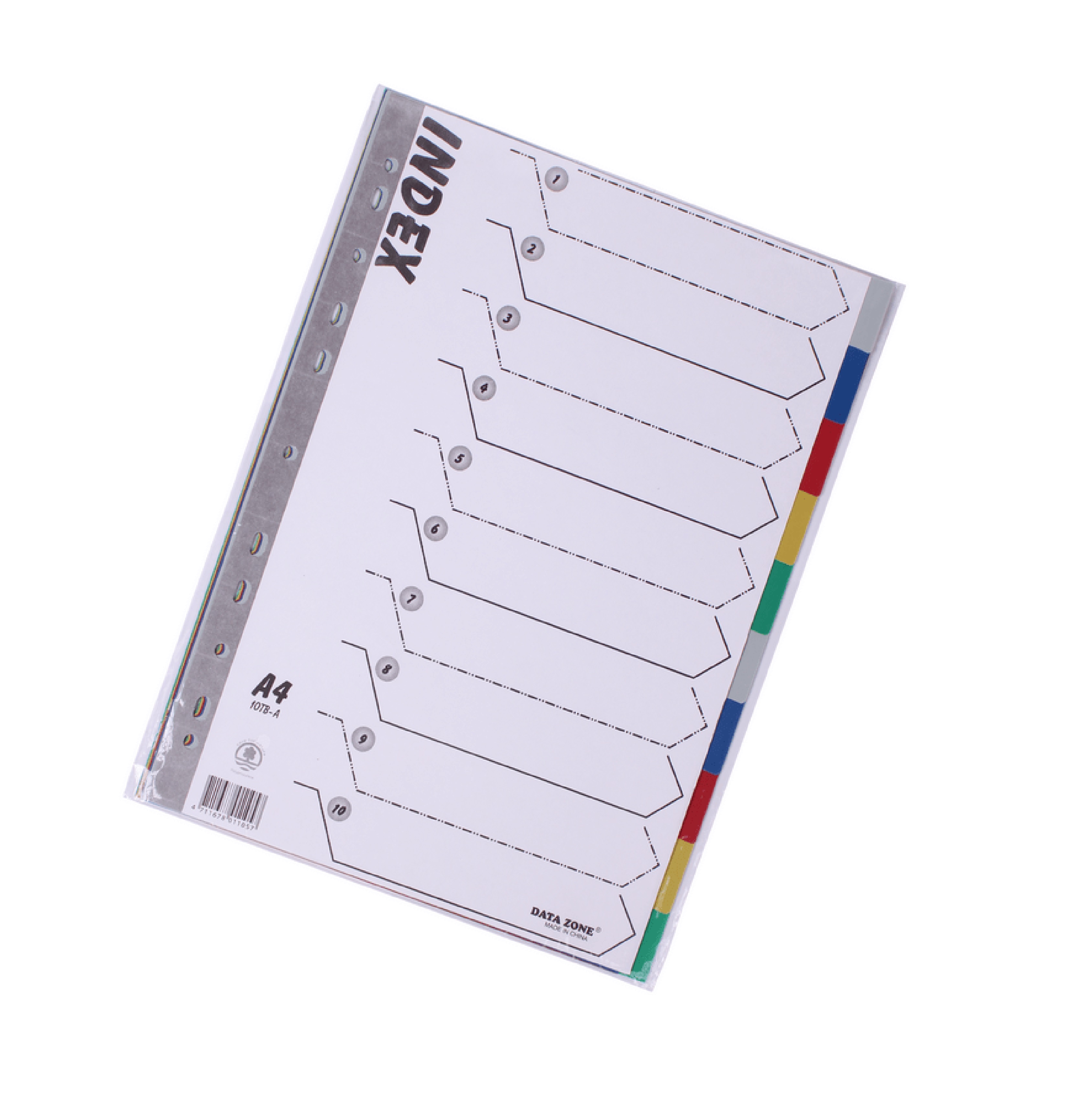 SEPARADOR A4/CARTA DATA ZONE 10 POSICIONES VINÃ­Â­LICO COLORES