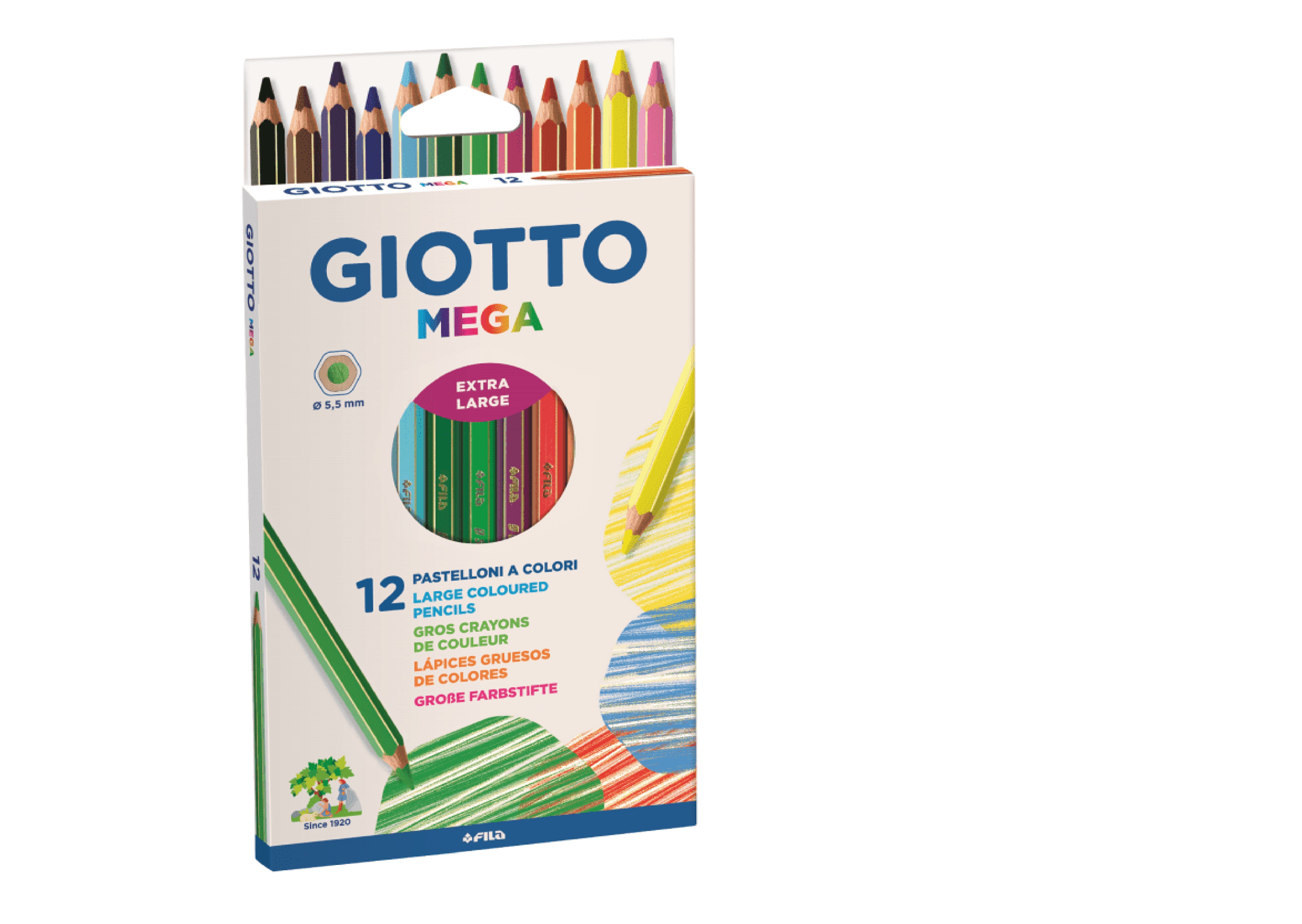 Lápices De Color Giotto Jumbo Mega Hexagonal Largo 12 Unidades