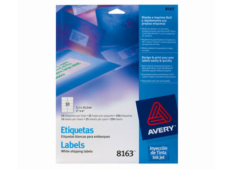 ETIQUETA AVERY 8163 51X102 BL INKJET 10XHJ 25HJ