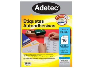 ETIQUETA INKJET/LASER 106X35MM 10HJ 160UN ADETEC