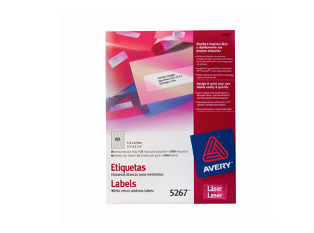 ETIQUETA AVERY 5267 13X 45 BL LASER 80XHJ 25HJ