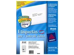 ETIQUETA AVERY 8160 25X 67 BL INKJET 30XHJ 25HJ