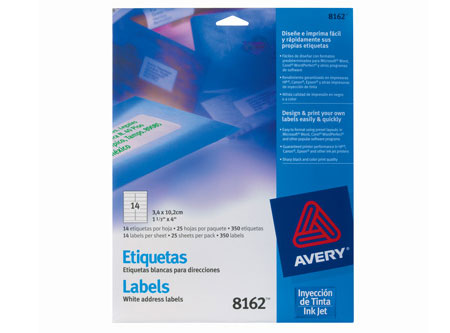 ETIQUETA AVERY 8162 34X102 BL INKJET 14XHJ 25HJ