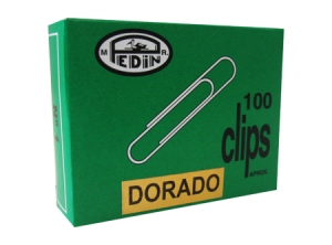 CLIPS METALICO 30MM PTA REDONDA DORADO PEDIN 100UD