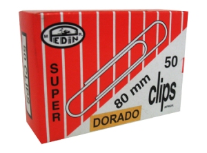 CLIPS METALICO 80MM PEDIN PTA.REDONDA DORADO 50UD