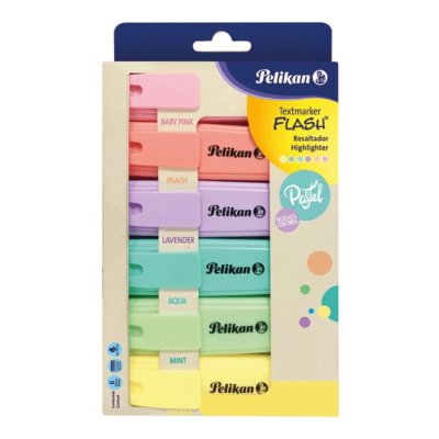 DESTACADOR PELIKAN FLASCH PASTEL DISPLAY 6 COLORES