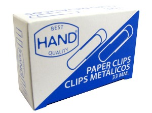 CLIPS METALICO 33MM HAND PTA.REDONDA CJA 100UD
