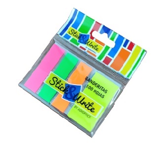 Separador de Página Stick & Write Banderita Neón 100 Hojas 4 Colores