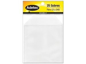 SOBRE PARA CD PLASTICO TRANSPARENTE 25UN ADETEC
