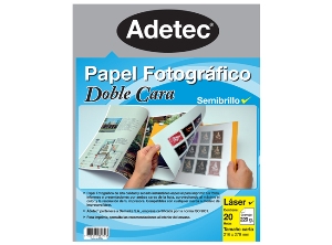 PAPEL IMPR. ADETEC FOT.LASER 220GR D.CARA CTA 20HJ
