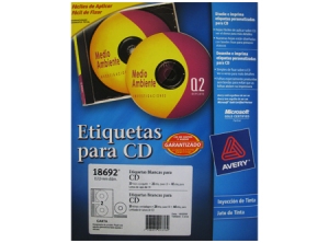 ETIQUETA AVERY 18692 CD BL INKJET 2XHJ 20UDS