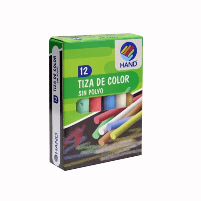 TIZAS DE COLOR HAND SIN POLVO ANTIALERGICAS 12 UNIDADES