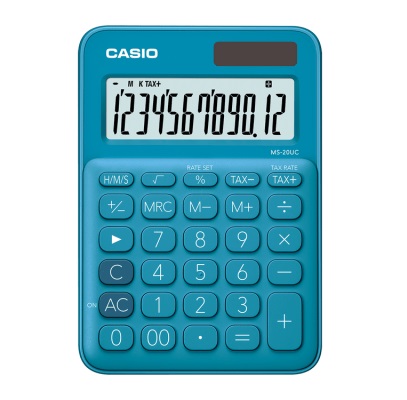 Calculadora Básica Escritorio Casio 12 Dígitos MS-20UC Azul