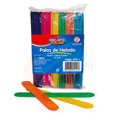 Palos De Helado Proarte grueso Color 50 Unidades