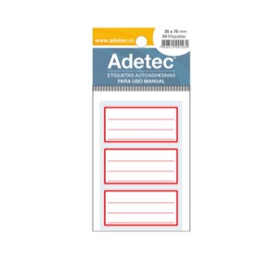 ETIQUETA MANUAL ADETEC ROJA 35X70 MM 8 HOJAS 24 UNIDADES