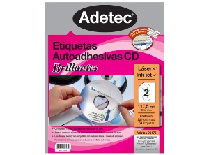 ETIQUETA INKJET/LASER BRILLANTE CD 25HJ 50UN ADETE