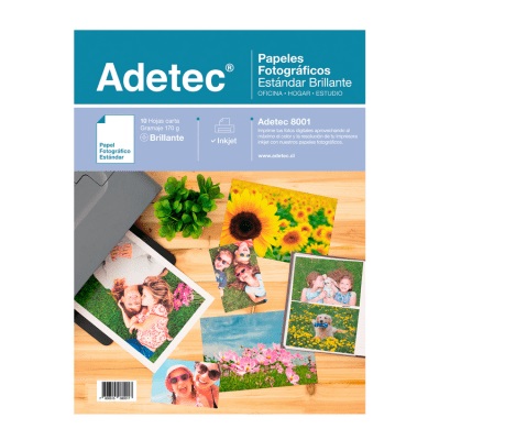 Papel Foto Adetec Brillant Inkjet Carta 170 g 10 Hojas