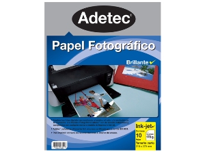 PAPEL FOTO. ADETEC BRILL. CARTA 170GR 10HJ