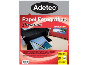 PAPEL FOTO BRILLANT INKJET CARTA 235GR 20HJ ADETEC