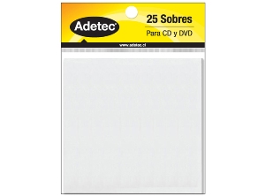 SOBRE P/CD BLANCO SIN VENTANA 25 UD ADETEC
