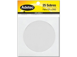 SOBRE P/CD BLANCO CON VENTANA 25 UD ADETEC