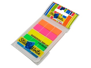 Separador de Página Stick & Write Banderita Pop-Up 5 Colores Neón 150 Hojas 12x44 mm