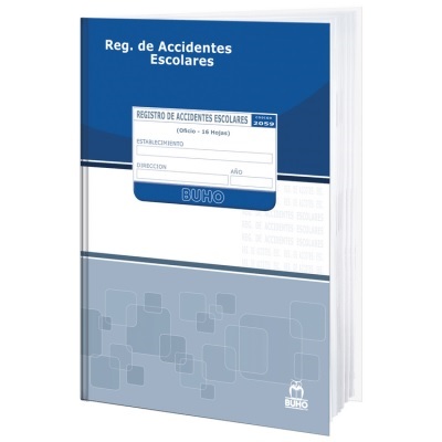 Libro de Educación Buho Registro de Accidentes Escolares N° 2059 16 Hojas