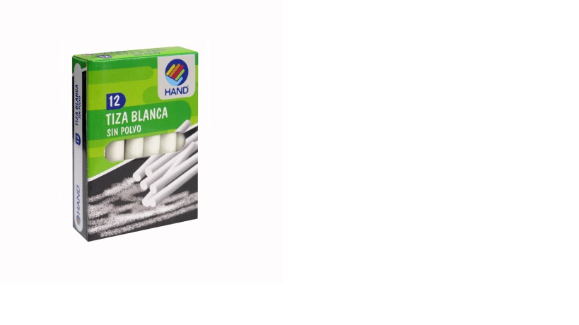 TIZA BLANCA HAND REDONDO SIN POLVO 12 UNIDADES