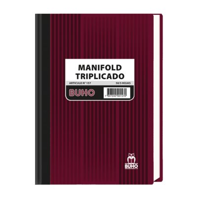 Libreta Manifold Buho Triplicado N° 157 50 Hojas