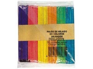 PALOS HELADO COLOR DELGADO BOLSA X 50 UD PROARTE