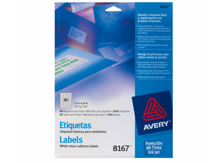 ETIQUETA AVERY 8167 13X 45 BL INKJET 80XHJ 25HJ