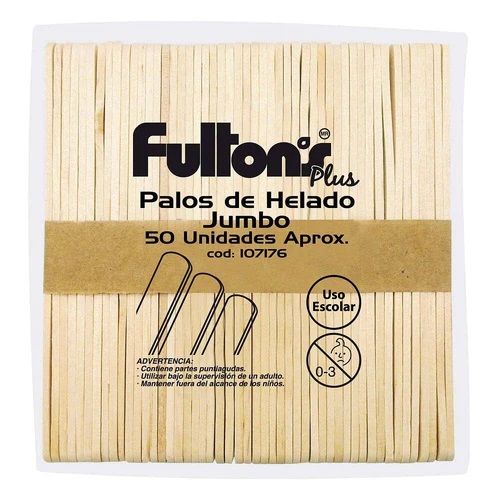 PALOS DE HELADO NATURAL JUMBO 50 UN - FULTONS