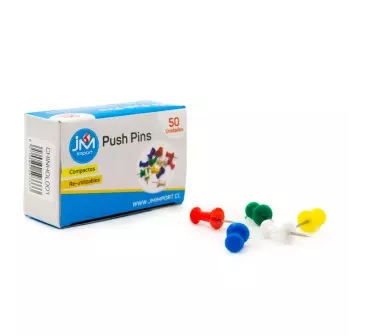 PUSH PINS COLORES SURTIDOS JM 50 UNIDADES