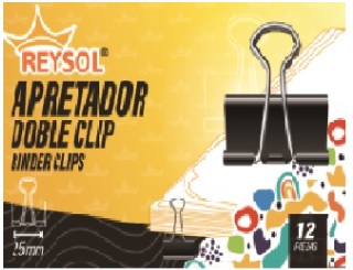 DOBLE CLIPS REYSOL SUJETADOR DE  25 MM 12 UNIDADES